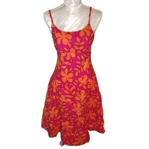 Gently Used Limited Too Pink Orange Ruffle Tiered Floral Dress Sz 16 Hibiscus